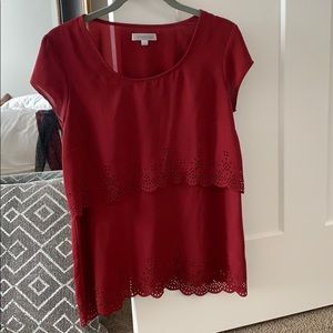 Maroon scalloped blouse